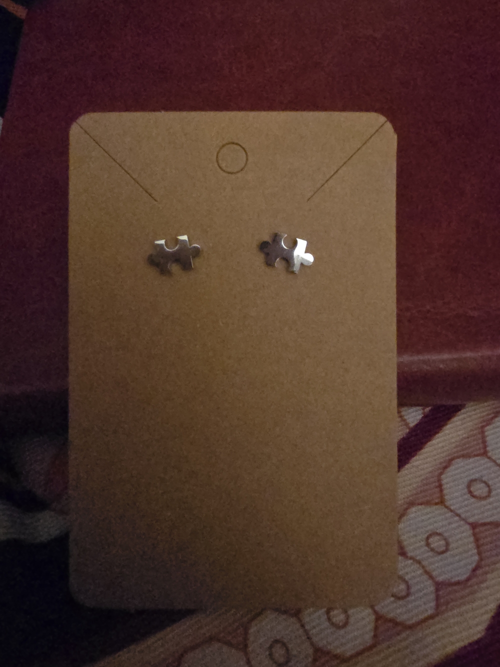 Silver Puzzle Piece Stud Earrings